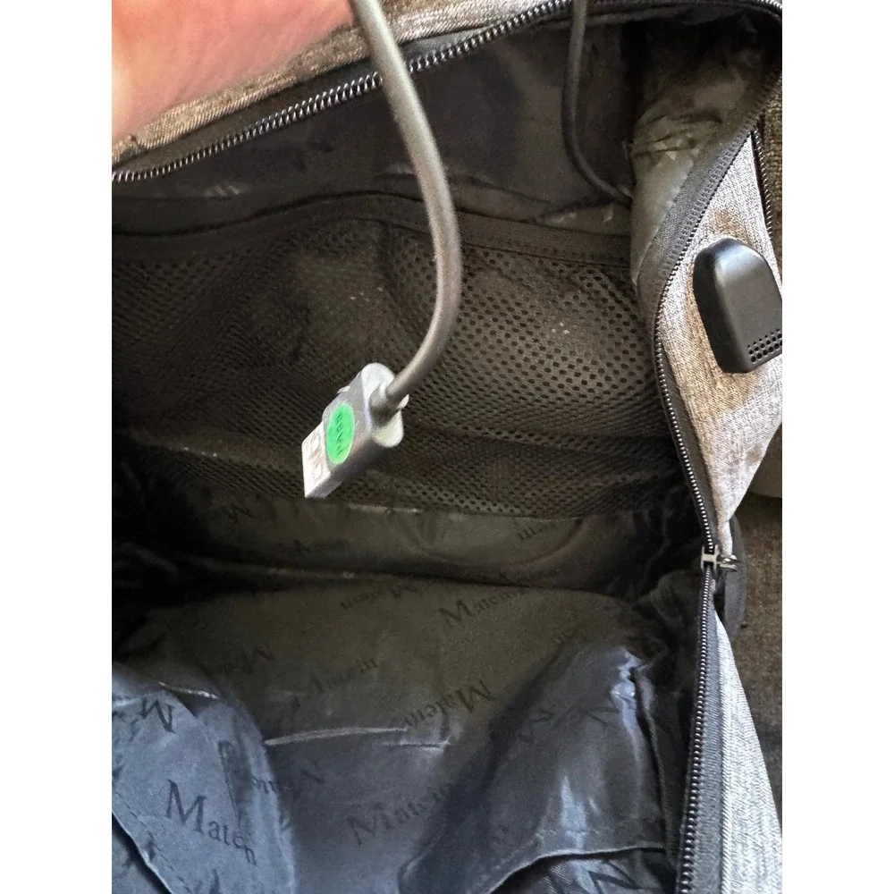 Matein Travel Laptop Backpack Gray Heather USB Charging Port Commuter Bag